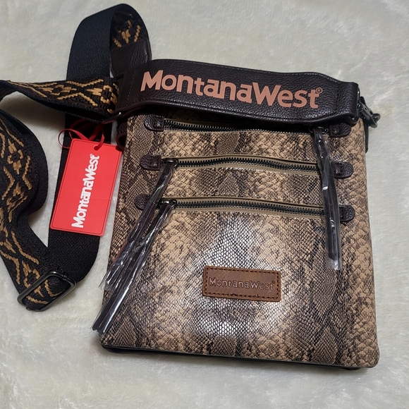 Montana West Brown Crossbody Bag with Snakeskin Print - Picture 2 of 11